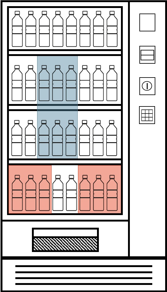 Clipart-Darstellung eines Getränkeautomats mit Sichtfeld