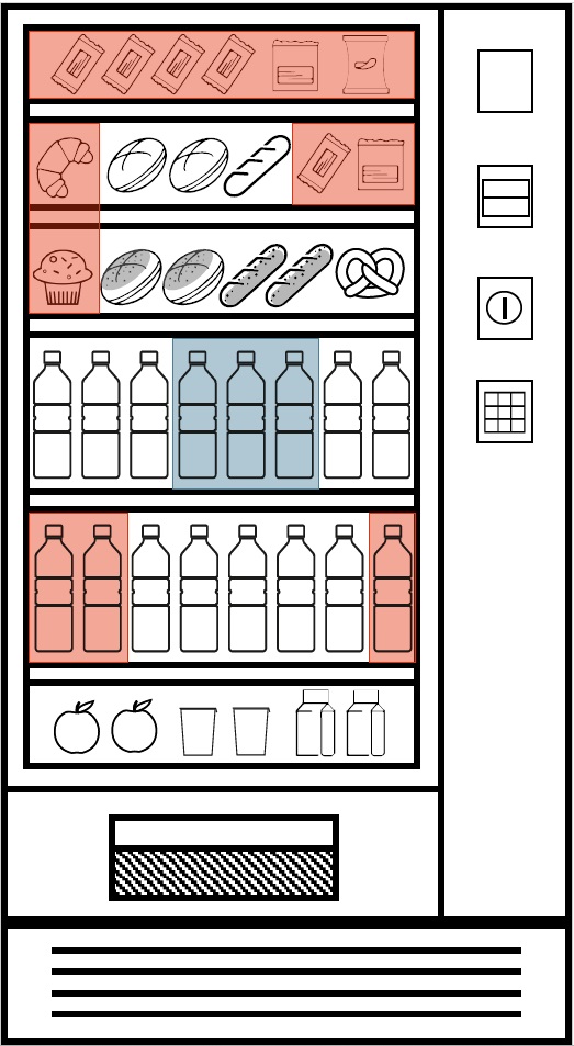 Clipart-Darstellung eines durchsichtigen Lebensmittel-Kombi-Automats